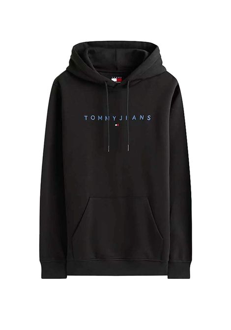 Tommy Hilfiger Regular Linear Logo Hoodie Black Men TOMMY HILFIGER | Sweatshirts | DM0DM20746-0GK